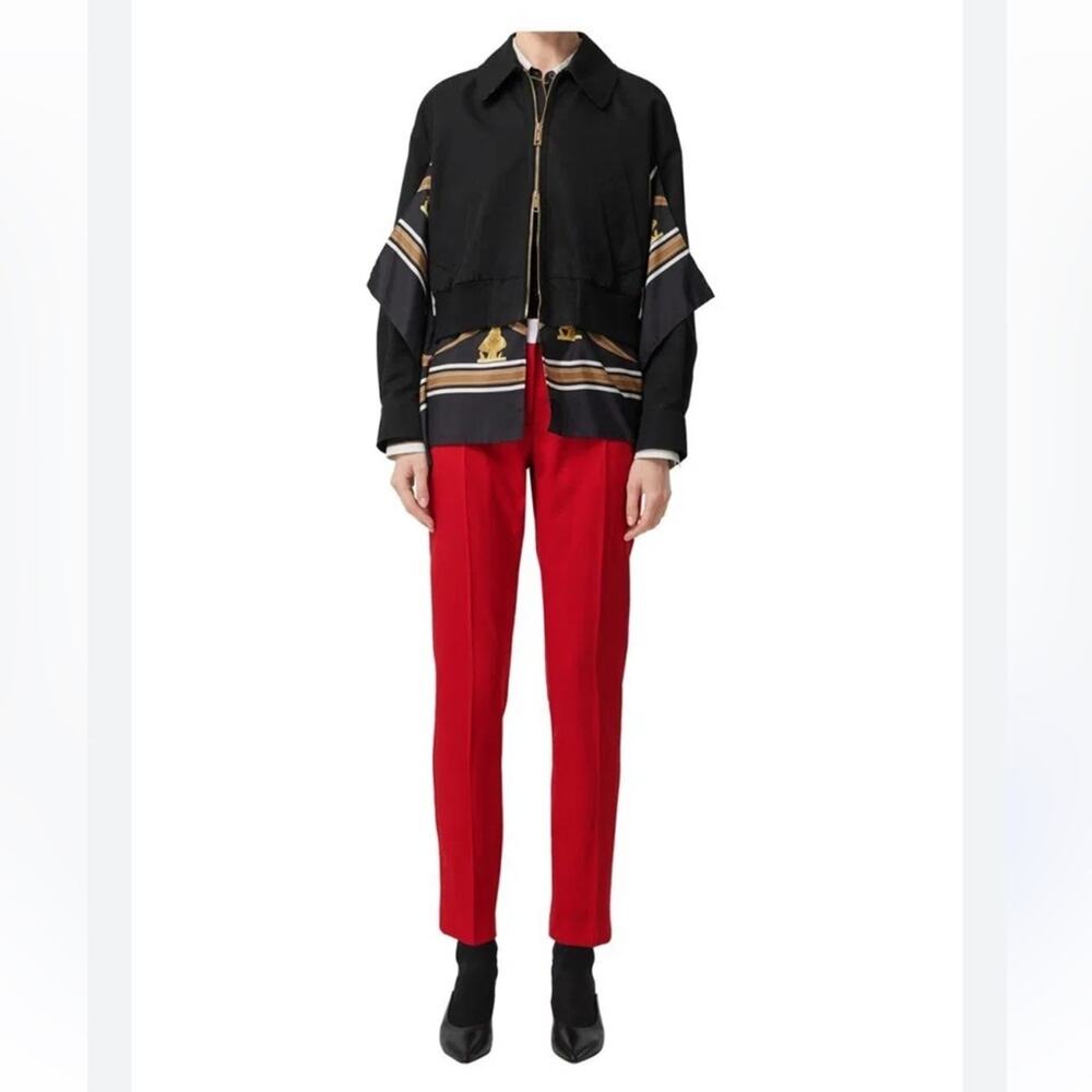BURBERRY silk twill cotton scarf print bomber jacket - Picture 6 of 11